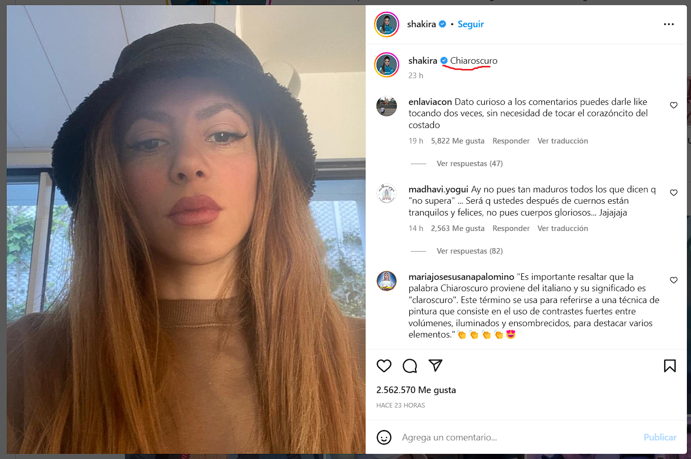 Shakira inventa palabra “Chiaroscuro” para llamar la atención de Piqué